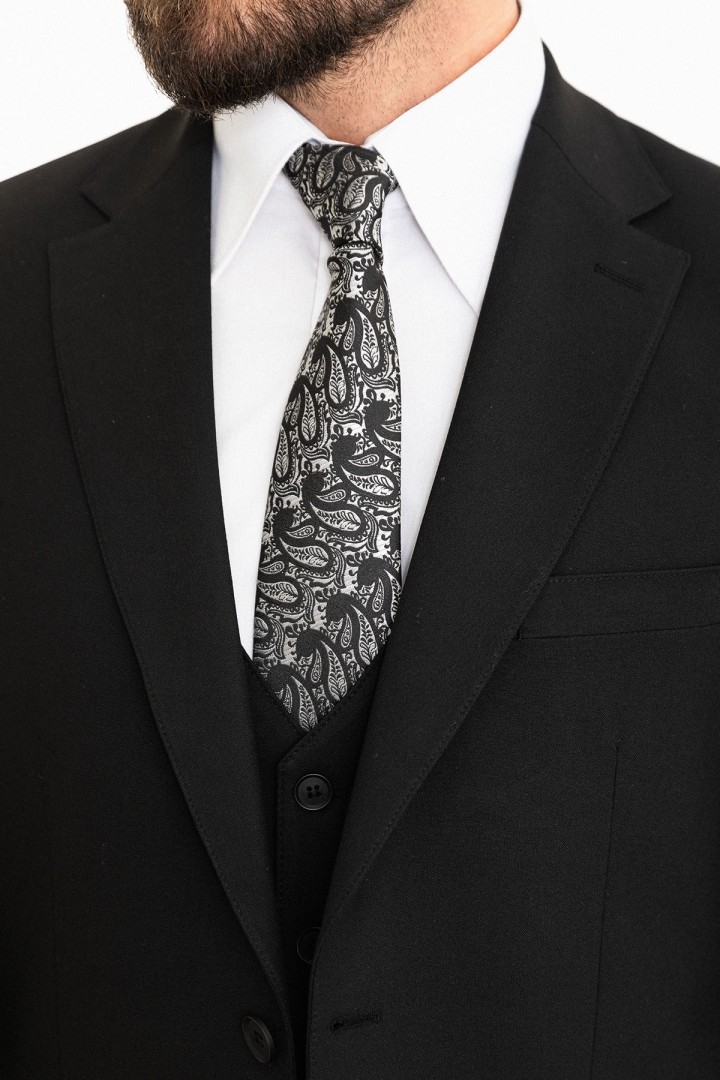 Black Color Classic Wool Men's Suit