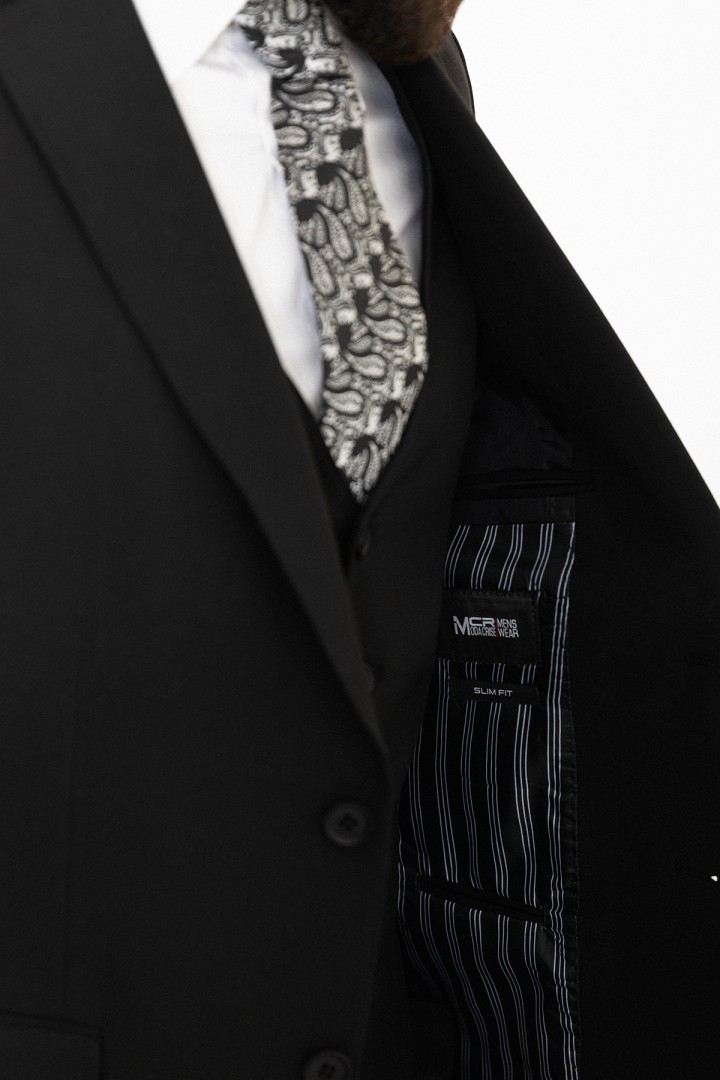 Black Color Classic Wool Men's Suit