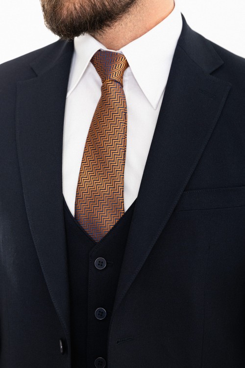 Dark Blue Color Classic Wool Men's Suit