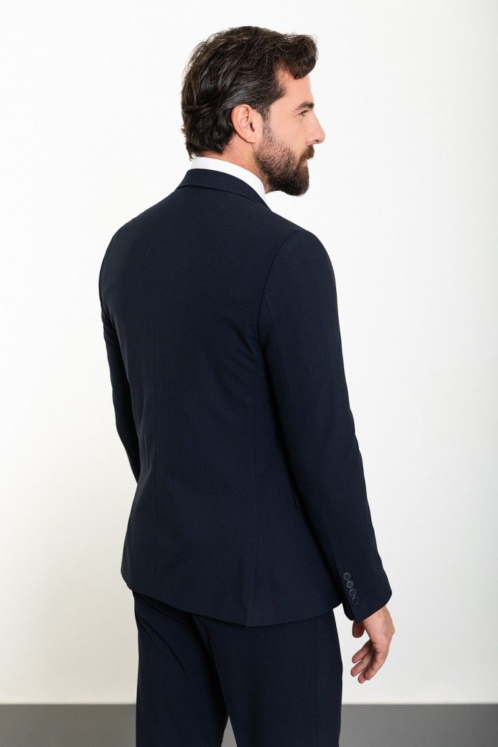 Dark Blue Color Classic Wool Men's Suit