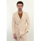 Beige Color Casual Buckle Men's Blazer