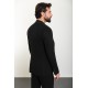 Black Color Zippered Design Casual Men's Suit