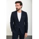 Dark Blue Color Zippered Design Casual Men's Suit