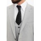 Grey Color Classic Three Pieces Cotton Men's Suit