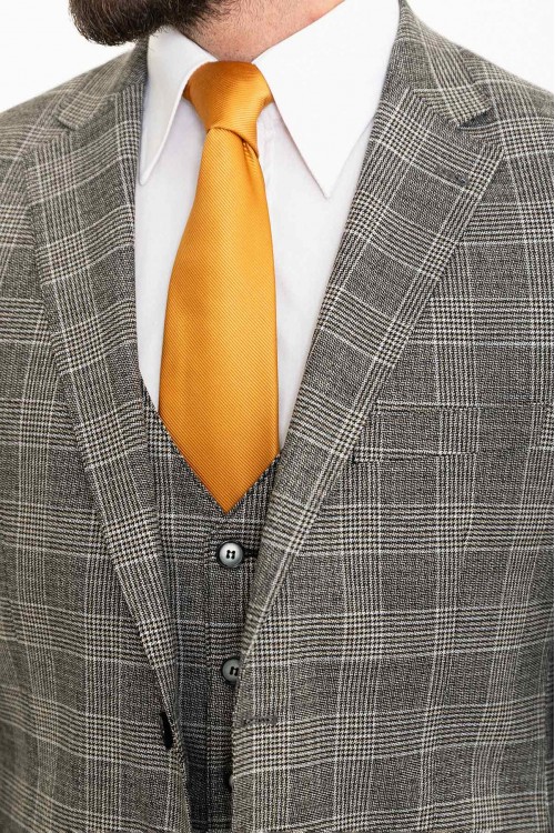 Black Color Check Patterned Design Classic Men's Suit