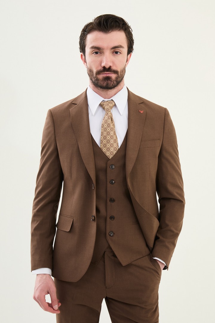 Brown Color Classic Wool Men's Suit