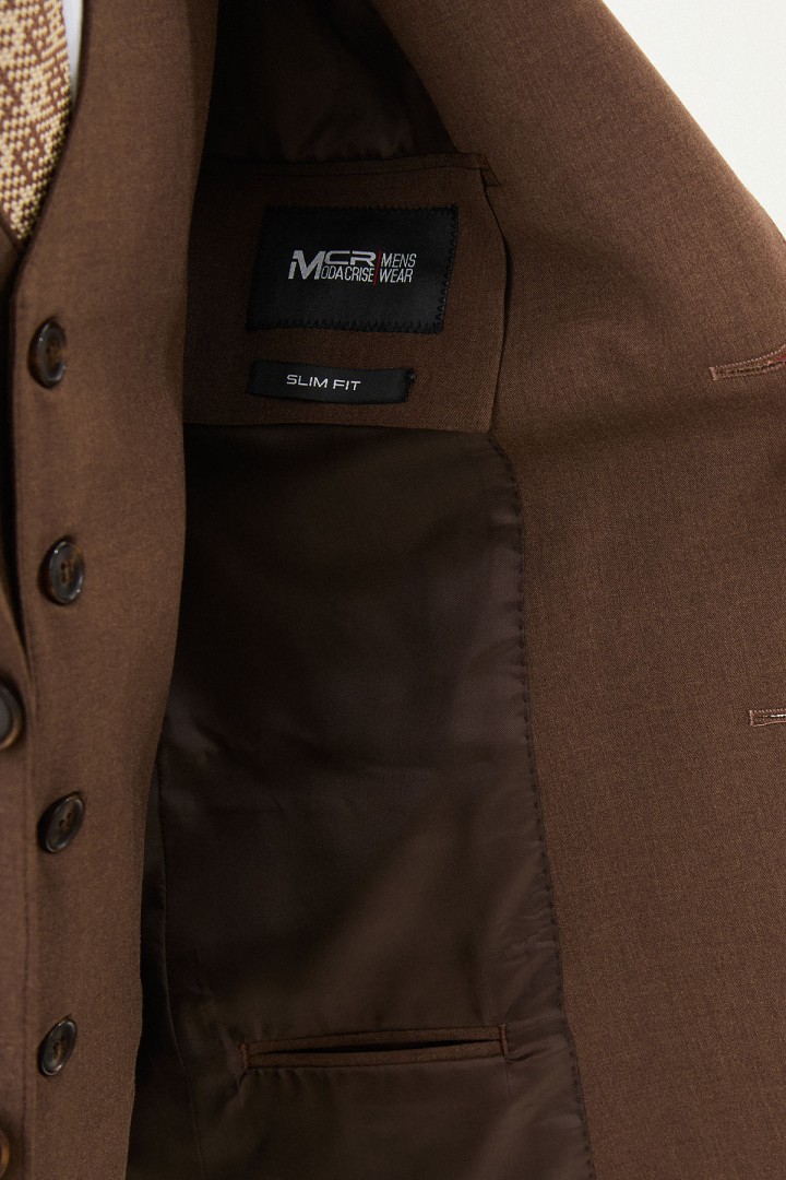 Brown Color Classic Wool Men's Suit