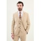 Beige Color Check Pattern Classic Men's Suit