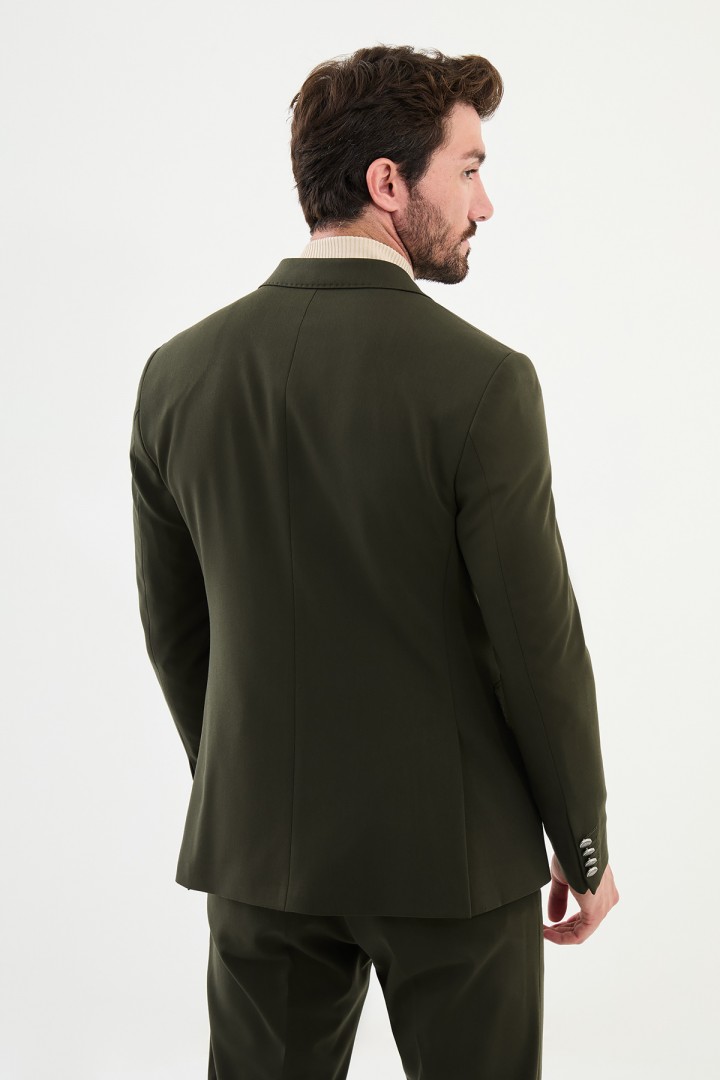 Khaki Color Fabric Belted Design Smart Casual Men's Suit
