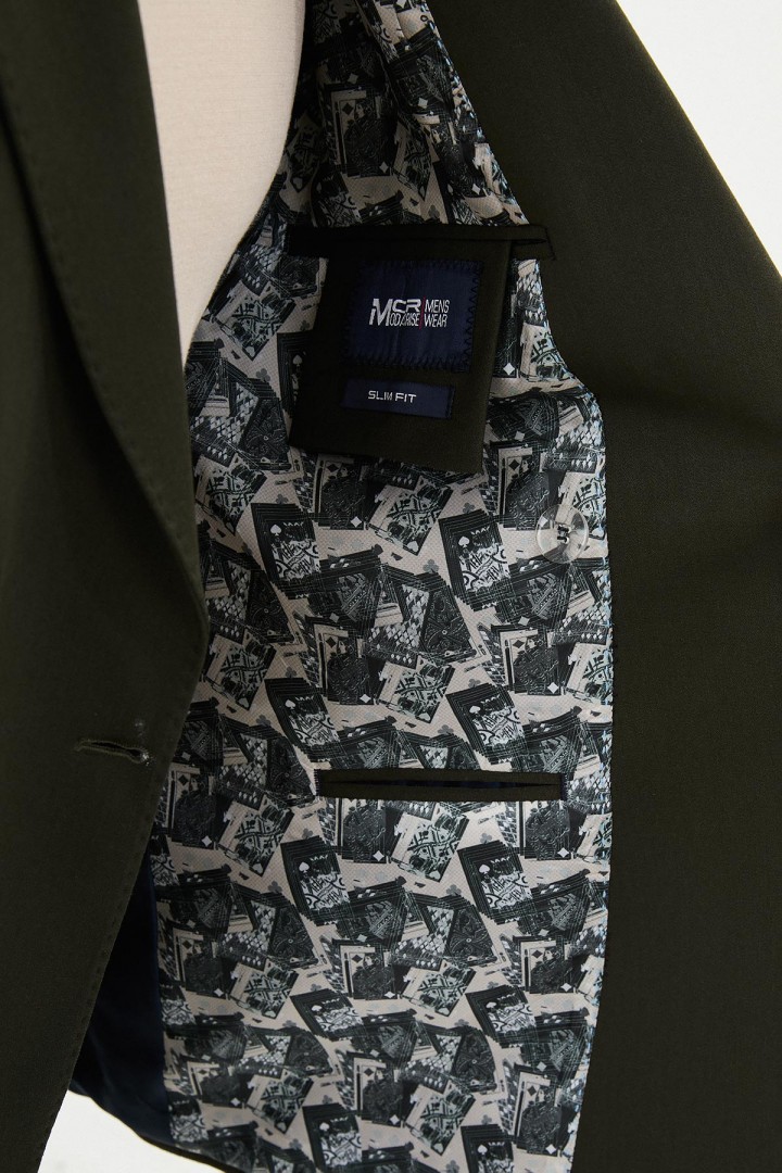 Khaki Color Fabric Belted Design Smart Casual Men's Suit