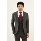 Black Color Check Pattern Design Classic Men's Suit
