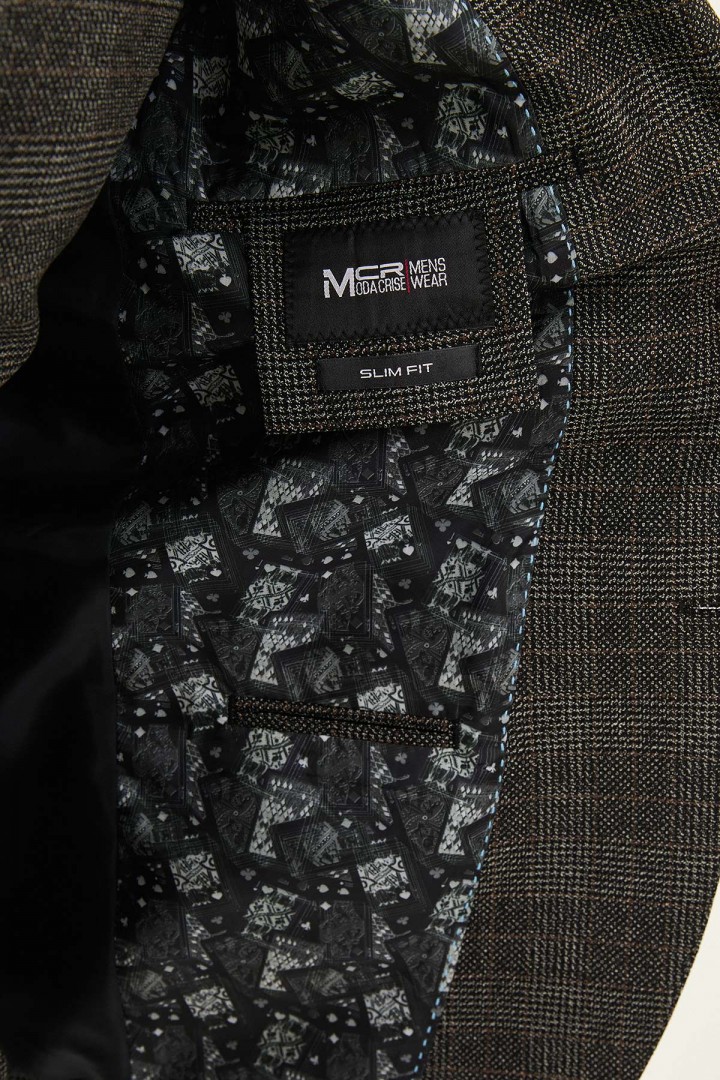 Black Color Check Pattern Design Classic Men's Suit