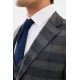 Dark Blue Color Check Pattern Design Classic Men's Suit