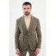 Khaki Color Casual Wool Men's Belted Suit