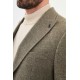 Khaki Color Casual Wool Men's Belted Suit