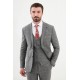 Grey Color Check Patterned Design Classic Men's Suit