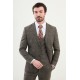 Beige Color Check Pattern Design Classic Men's Suit