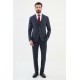Dark Blue Color Classic Check Pattern Men's Suit
