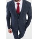 Dark Blue Color Classic Check Pattern Men's Suit
