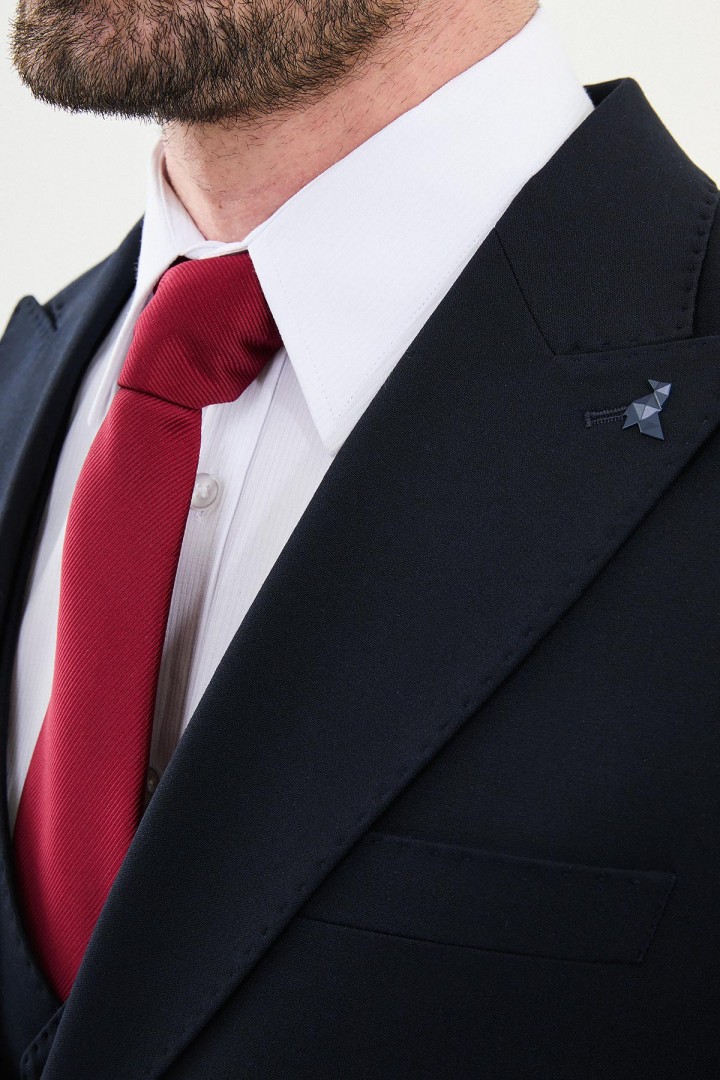 Dark Blue Color Classic Wool Men's Suit