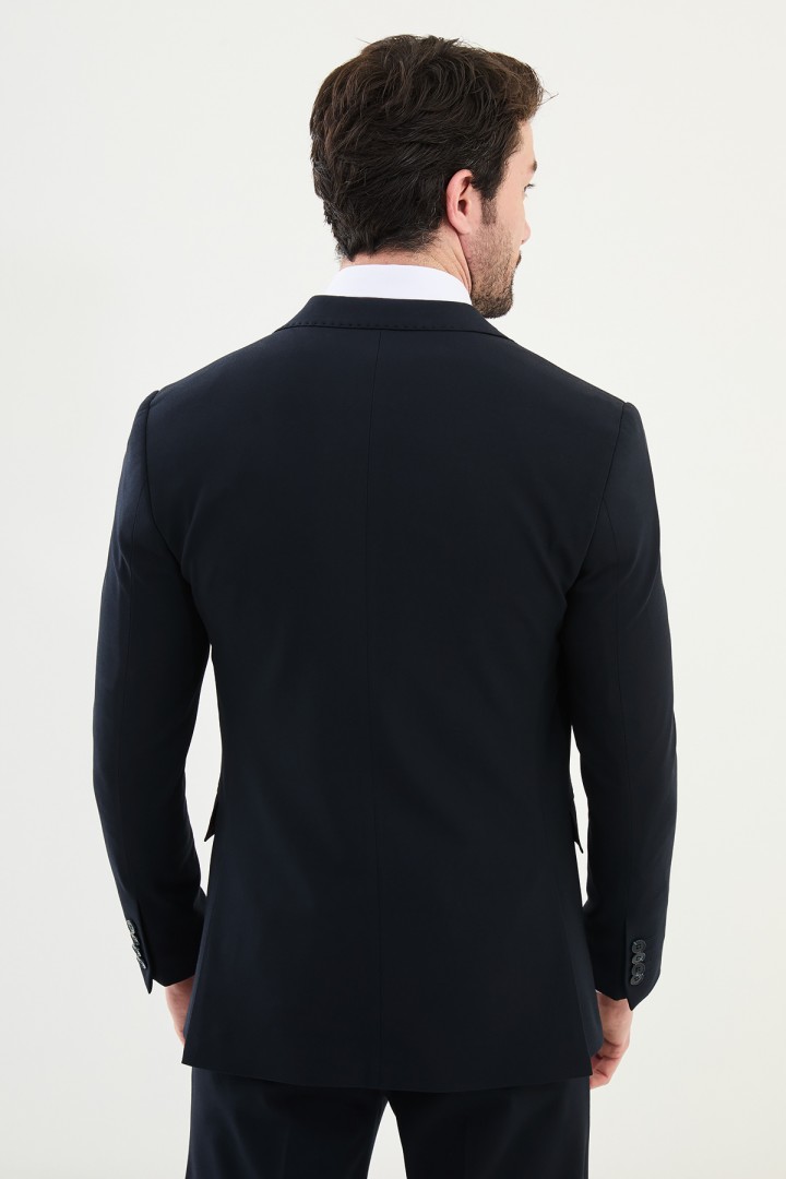 Dark Blue Color Classic Wool Men's Suit