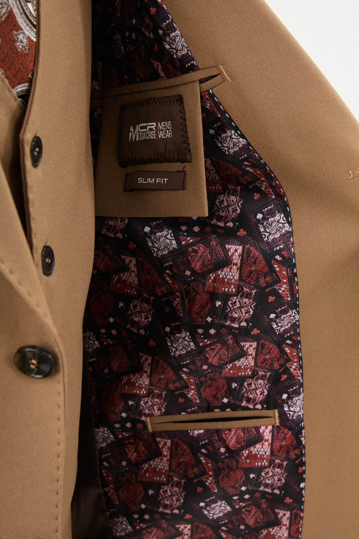 Camel Color Classic Wool Men's Suit