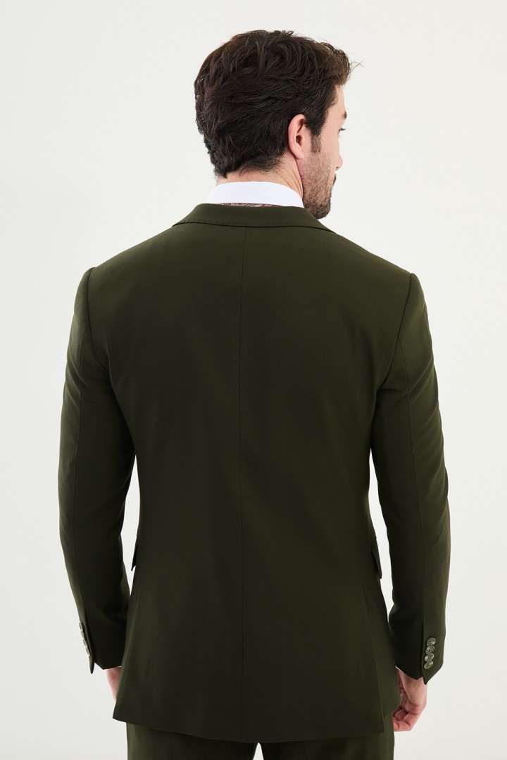Khaki Color Classic Wool Men's Suit
