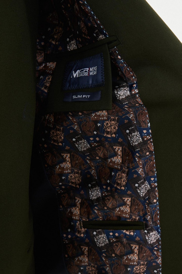 Khaki Color Classic Wool Men's Suit