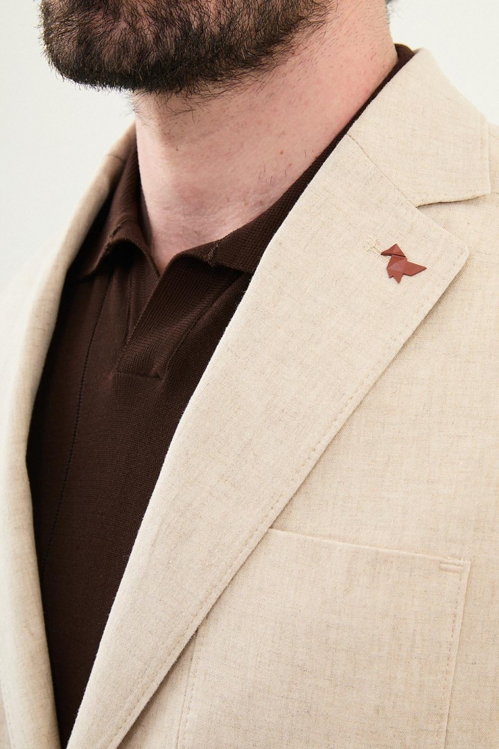 Beige Color Casual Men's Linen Suit