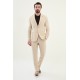 Beige Color Casual Men's Linen Suit