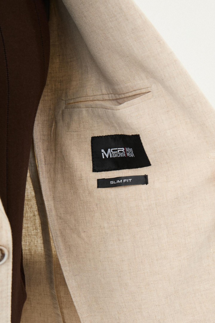 Beige Color Casual Men's Linen Suit