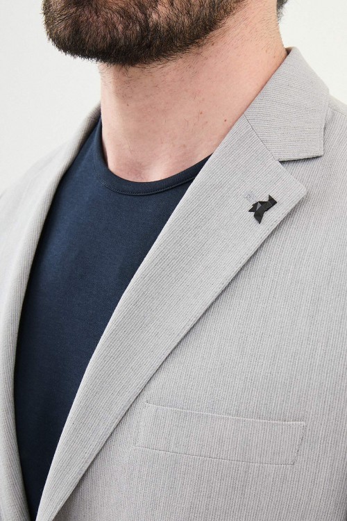 Grey Color Casual Striped Men's Suit
