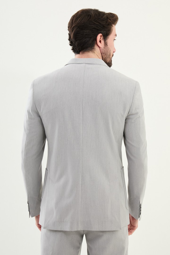 Grey Color Casual Striped Men's Suit