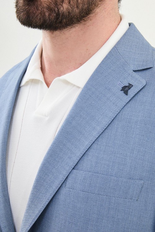 Blue Color Casual Striped Men's Suit