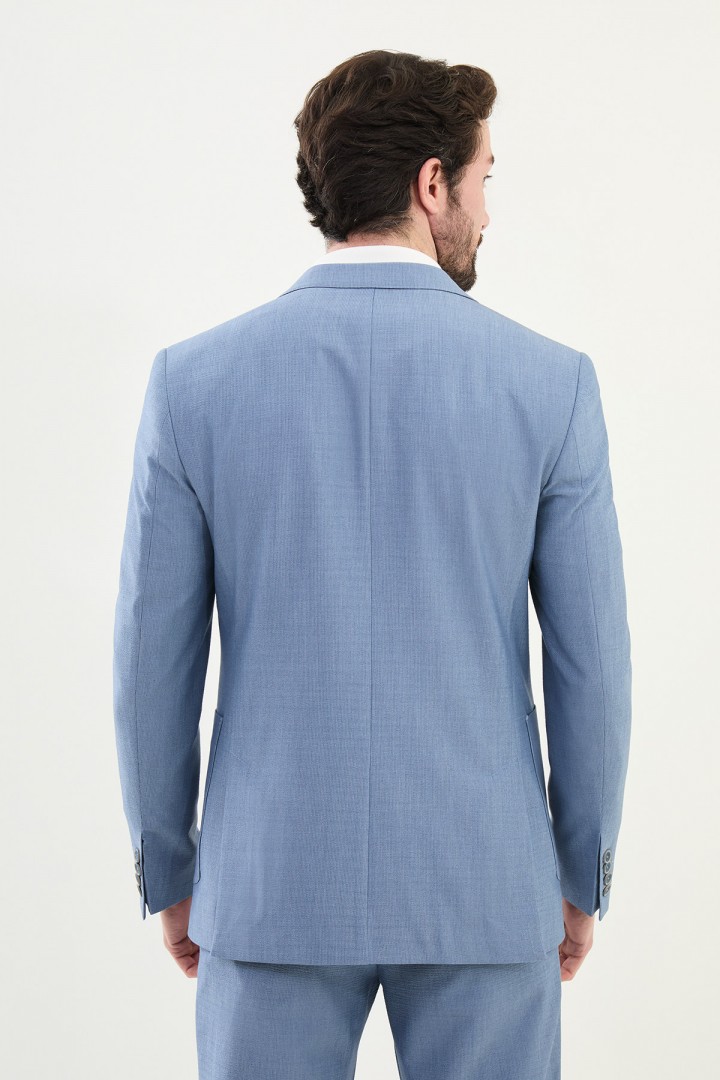 Blue Color Casual Striped Men's Suit