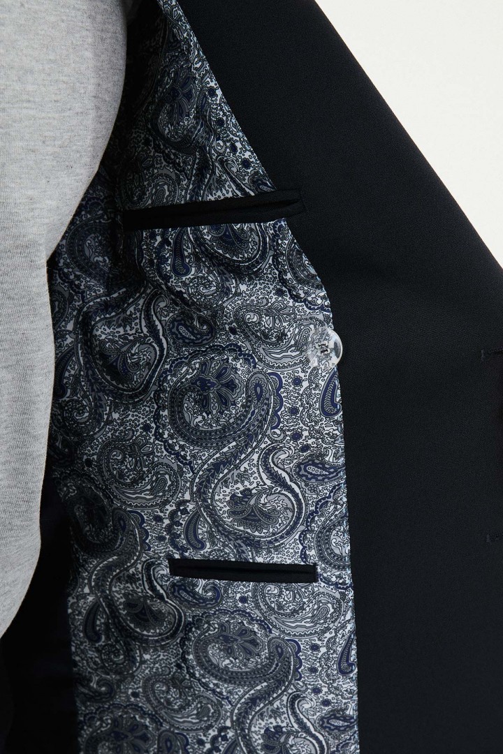 Dark Blue Color Double Breasted Wool Men's Suit