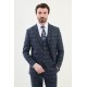 Dark Blue Color Double Breasted Wool Men's Suit