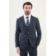 Dark Blue Color Double Breasted Wool Men's Suit