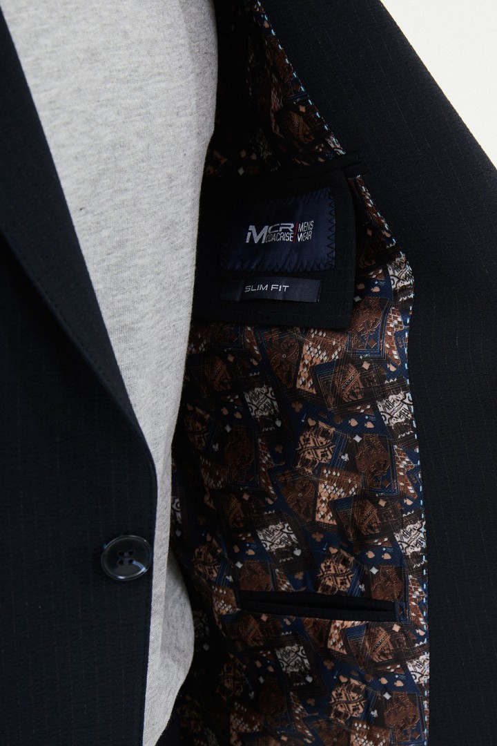 Dark Blue Color Casual Striped Men's Suit