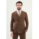 Brown Color Classic Double Breasted Wool Men's Suit