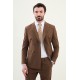 Brown Color Classic Double Breasted Wool Men's Suit