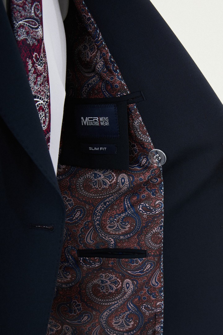 Dark Blue Color Classic Double Breasted Wool Men's Suit