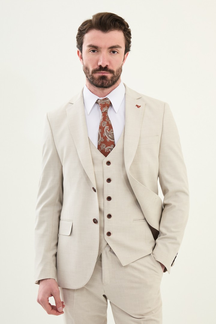 Beige Color Classic Men's Suit