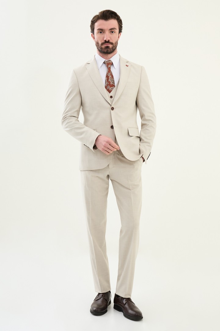 Beige Color Classic Men's Suit