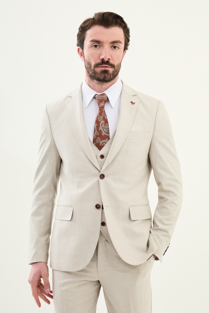 Beige Color Classic Men's Suit