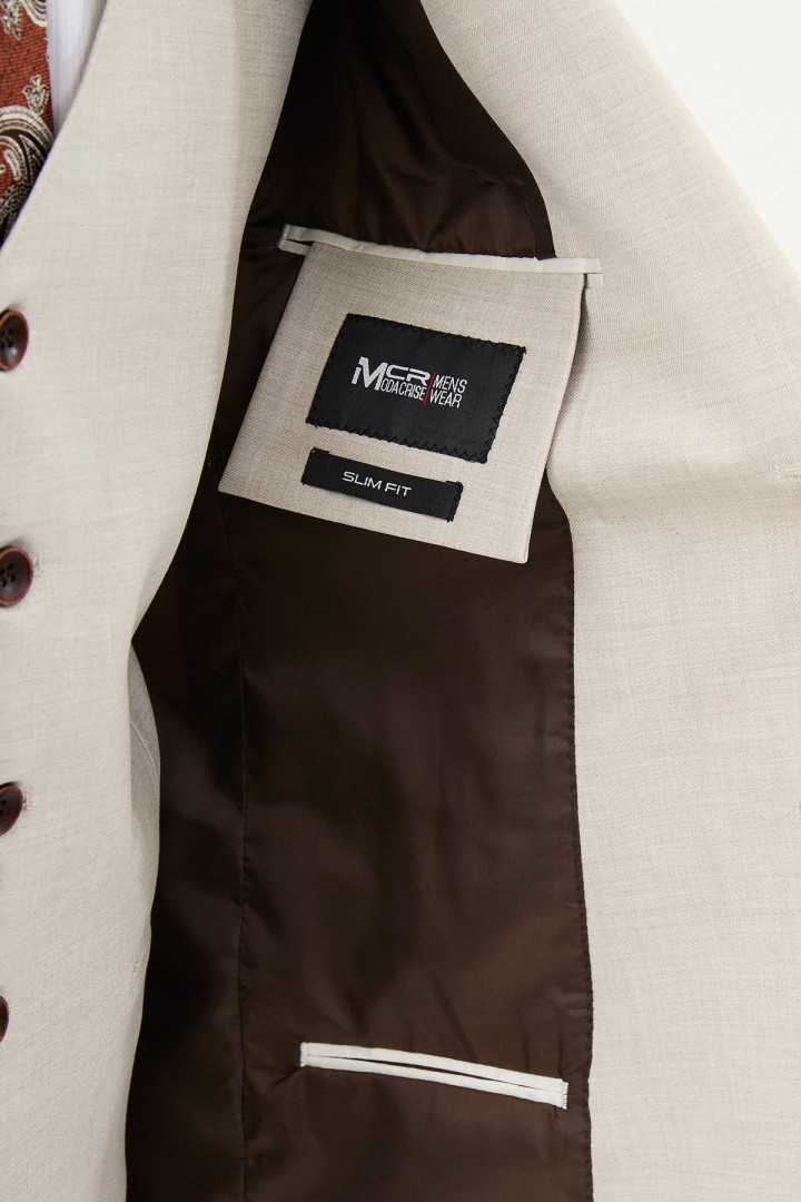 Beige Color Classic Men's Suit